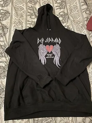 Buy DEF LEPPARD Band Hoodie Black Pullover Mens Size XL • 25£