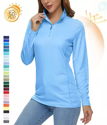 Buy Women's UPF50+ UV Sun Protection Shirts 1/4 Zip Long Sleeve Quick Dry Golf Shirt • 19.18£