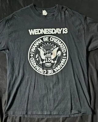 Buy Wednesday 13 Autographed XL Shirt Murderdolls I Wanna Be Cremated Tour Ramones • 47.36£