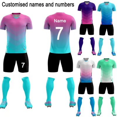 Buy UK Personalised Kids Boy Girls Football Kit Shirt Shorts Socks Training T-Shirts • 20.99£