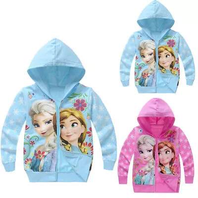 Buy Kid's Girls Frozen Elsa Anna Princess Hooded Zip Hoodies Jacket Sweatshirt Coats • 10.29£