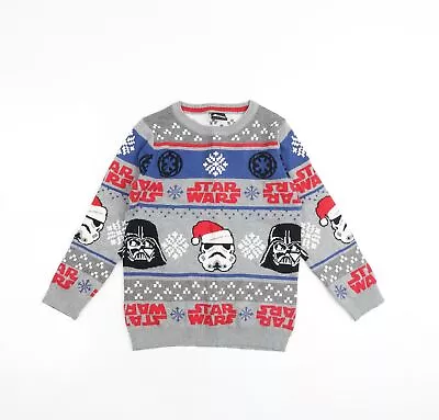 Buy Star Wars Boys Multicoloured Round Neck Fair Isle Cotton Pullover Jumper Size 8  • 5.25£
