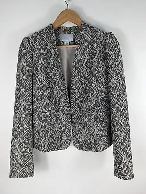 Buy Cropped Grey Blazer, Smart Casual H&M Geometric Print Pullover, Size Eur 42 • 10.50£