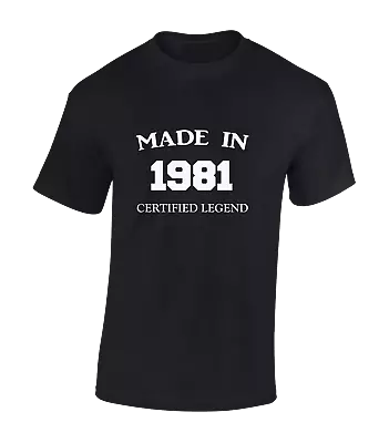 Buy Made In 1981 Mens T Shirt 40th Birthday Present Gift Idea Funny Quality Top • 7.99£