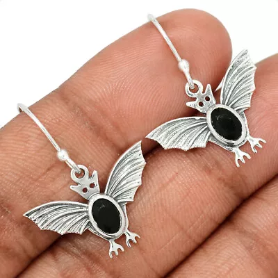 Buy Bat - Black Onyx 925 Sterling Silver Earrings Jewelry CE28898 • 8.83£
