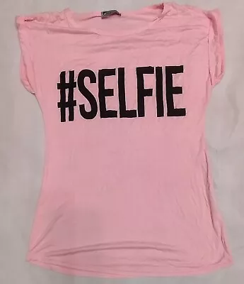 Buy Girls / Ladies # Selfie T-shirt. Pink. Size Medium / Large. New. • 4.49£