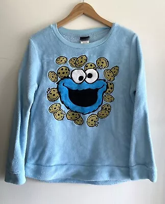 Buy Cookie Monster Furry Sweatshirt/Sleep Top Large Soft Light Blue • 7.63£