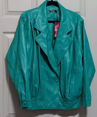 Buy Nasty Gal Collection Green Faux Leather Jacket Size 6 • 42.52£