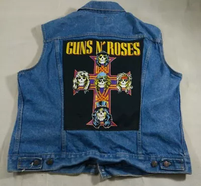 Buy Vintage Levis Womens Jacket Blue Extra Large Jean Vest Trucker Denim Guns Roses • 50.78£