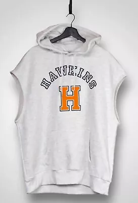 Buy Primark Netflix Stranger Things Hoodie Hawkins Mens Grey Sleeveless Size XL New • 15.99£