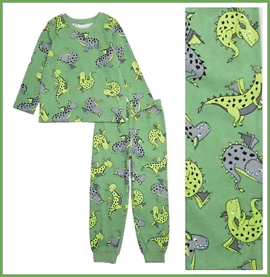 Buy Boys Green Dragon Pyjamas 2 Piece Nightwear Set Cotton PJs Sleepwear 2-3 Yrs NEW • 7.99£
