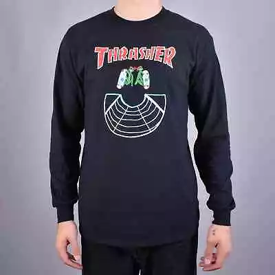Buy Thrasher Doubles Long Sleeve Skate T-Shirt - Black • 35.96£