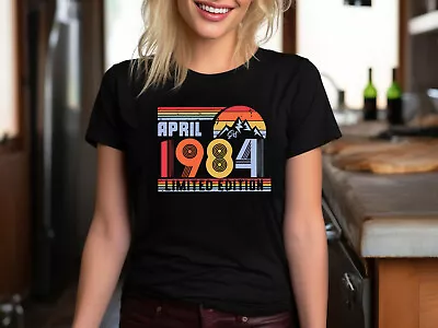 Buy Customise Birthday Gifts, T Shirt 40th Present 40 Years Old Born In, 1984 April • 5.99£
