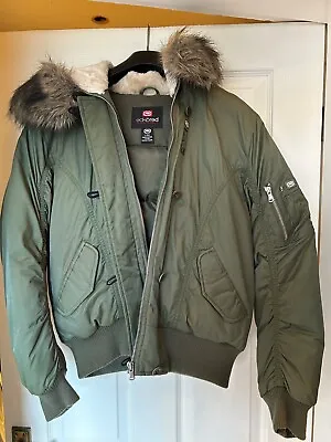 Buy Women's EckoRed Padded Bomber Jacket With Fur-Trimmed Sherpa-Lined Hood Size L • 22.99£