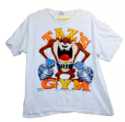 Buy Looney Tunes VINTAGE TAZ Gym 1988 Vintage T-shirt Large Mens NO PENCIL NECK • 241.92£