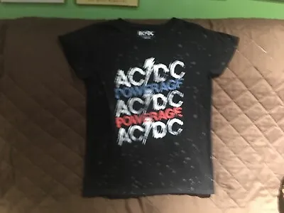 Buy Girls Large 10-12 AC/DC POWERAGE Shirt Black T-Shirt Short Sleeve SHIPS FREE • 9.49£