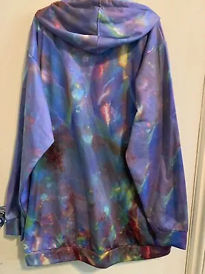 Buy Rage On Northern Lights Rainbow Opal Colours Oversized Long Hooded Jacket 3XL  • 49£