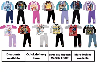 Buy Official Character Pyjamas Pajamas Pjs Girls Boys Kids Childrens 5 6 7 8 10 12 • 9.99£