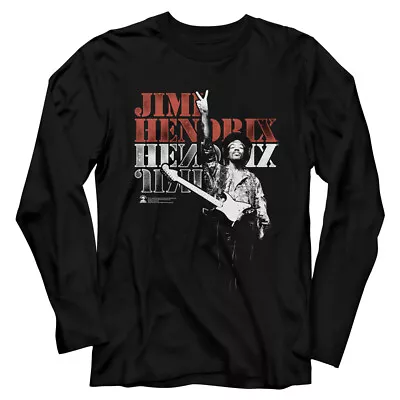 Buy Jimi Hendrix Holding Up Peace Sign Men's Long Sleeve T-Shirt Rock Band Merch • 44.18£