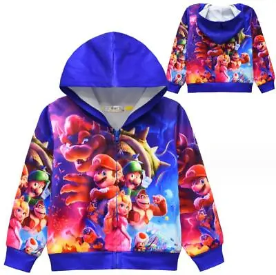 Buy Super Mario Cartoon Printed Kids Boys Hooded Coat Sweatshirt Casual Zip Jacket. • 12.29£