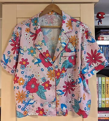 Buy Disney Primark Pink Alice In Wonderland Floral Print Pyjama Style Silky Shirt XL • 7£