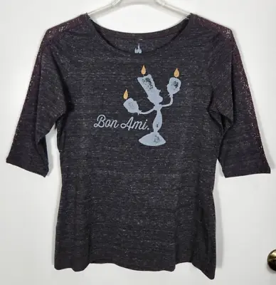 Buy Disney Parks Lumiere Bon Ami Beauty And The Beast Women's Large Gray Shirt Top • 14.45£