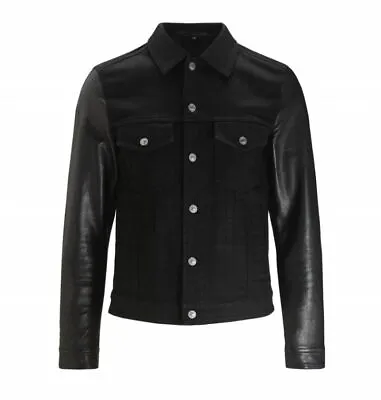 Buy D- Beckham Fashionable Casual Wear Denim With Leather Sleeves Jacket • 98.99£