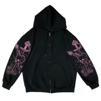 Buy Zip-up Jacket Hoodies Butterfly Printed Streetwear Hip Hop Harajuku Punk • 17.51£