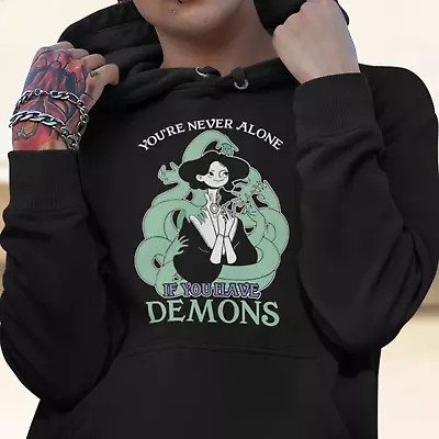 Buy Never Alone With Demons Black Hoodie - Goth Witch Magic Evil Spirit Ghost Spell • 16.99£