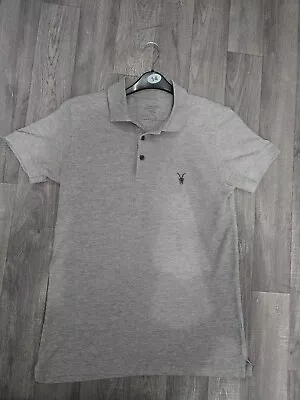 Buy All Saints Grey Polo T Shirt Large Ramskull Size S Small Bargain  • 13£