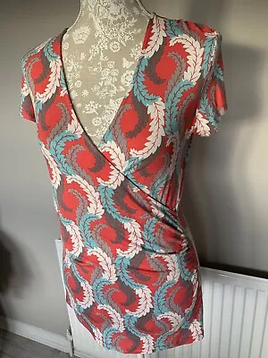Buy Boden Faux Wrap Coral Leaves Top 12 • 10£