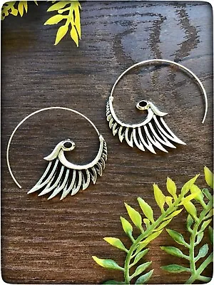 Buy NEW Tribal Loop Ancient Style Viking Dramatic Gothic Goth Silver Colour Earrings • 15.99£