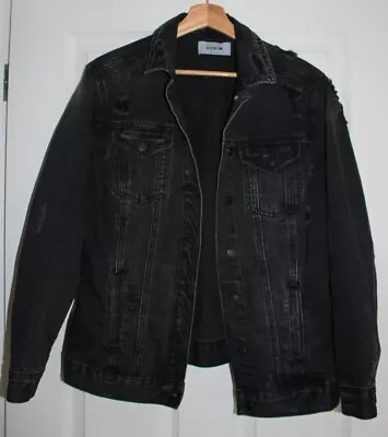 Buy New Look Black Distressed Oversized Denim Jacket Size 8 - 10 - Excellent  • 9.99£