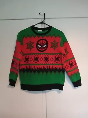 Buy Marvel Spiderman Holiday Youth Child Pullover Sweater Size Large • 10.05£