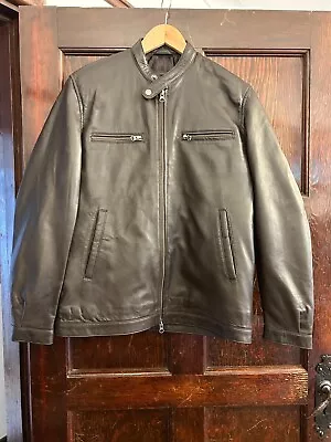 Buy Genuine Leather Biker Jacket - Brown, Size Large • 55£