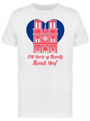 Buy Notre Dame Cathedral With Heart Flat Icon Art Graphic Men's White T-shirt • 15.11£