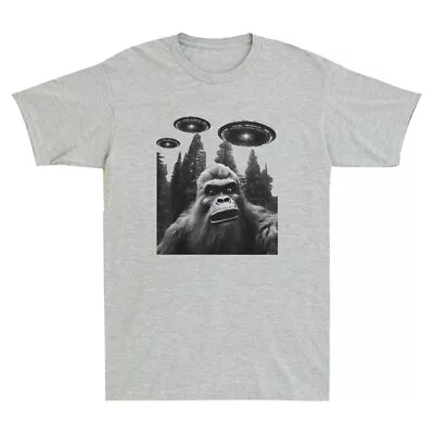 Buy Bigfoot Sasquatch Selfie With UFOs Funny Bigfoot Lover Gift Retro Men's T-Shirt • 13.99£