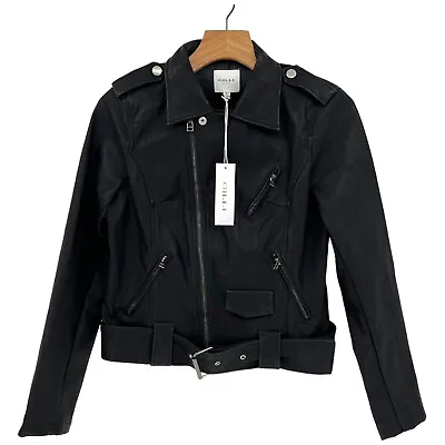 Buy Gilli Classic Faux Leather Zip Up Moto Jacket In Black Size S • 80.75£