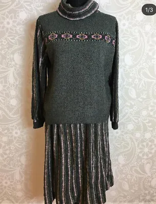 Buy 70s 80s Vintage Knitwear Set, Jumper & Skirt, Lady Be Good, Christmas Winter,  • 10£