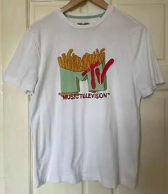Buy MTV Tshirt Mens Medium White Music Television French Fries Ketchup TV Logo • 19.99£