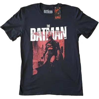Buy The Batman T-Shirt Movie DC Comics Red Figure Mens Black Short Sleeve Official • 11.95£