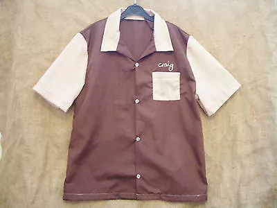 Buy Men's Two Tone Bowling Shirt! 1950's,rockabilly,chain Stitch Name,US,vintage! • 54.50£