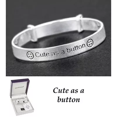 Buy Equilibrium Cute As Button Silver Plated Baby Bangle • 7.99£