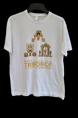 Buy Zelda May The Triforce Be With You Vintage White T Shirt UK Large Used Condition • 14.99£