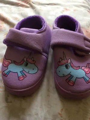 Buy Girls Purple Slippers With Unicorn Design Size 32-33 • 1.50£