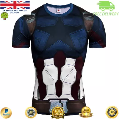 Buy Mens Compression Top Workout Cross Fit MMA Cycling Running High Quality Cosplay • 9.99£