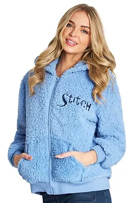 Buy Disney Womens Stitch Fluffy Zip Up Front Hoodie Hoody Hooded Top • 21.49£
