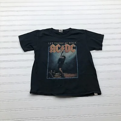 Buy Gildan Black Let There Be Rock ACDC Graphic T-Shirt Youth Size S • 8.19£