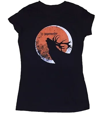 Buy Jägermeister USA Women's T-Shirt Size M Black Deer Moon Motif • 12.91£