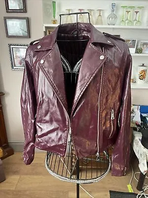 Buy Womens Faux Leather Wine Jacket Size M Size 10 RRP £55 • 16£